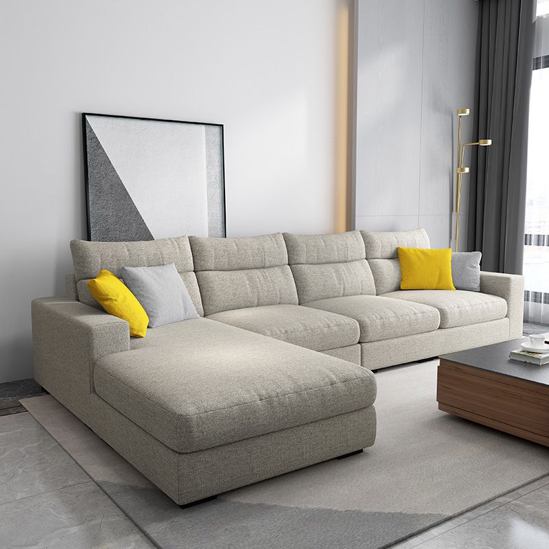 Contemporary Linen Square Arm Sofa & Chaise for Living Room Clearhalo 'furn' 'furn_sectionals' 'Furniture' 'Living Room Furniture' 'Sectionals' 1200x1200_d4883534-a397-4ab8-95d6-4638afa12643