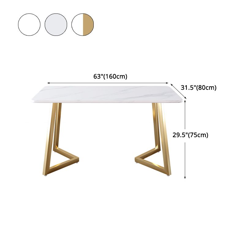 Glam Iron Dinette Set 1/2/5/6 Pieces Rectangle White Sintered Stone Top Dining Table Set Clearhalo 'Dining Room Sets' 'Dining Tables & Seating' 'dining_room_set' 'furn' 'furn_dining_room_set' 'Furniture' 'furniture_dining_room_set' 'Kitchen & Dining Furniture' 1200x1200_d48852e0-e9ef-456f-aa50-5ea68f4d9279