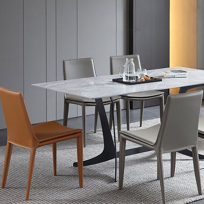 Modern Leather Dining Armless Chair Metal Dining Chairs for Home Use Clearhalo ' kitchen&dining_furn' 'Dining Chairs' 'Dining Tables & Seating' 'dining_chair' 'furn' 'furn_dining_chair' 'Furniture' 'furniture_dining_chair' 'Kitchen & Dining Furniture' 'kitchen' 1200x1200_d489a6cd-c977-4fe2-b57b-346bd4bc585a