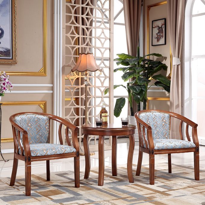 Indoor Dining Arm Chair Solid Wood Frame Dining Chair in Brown