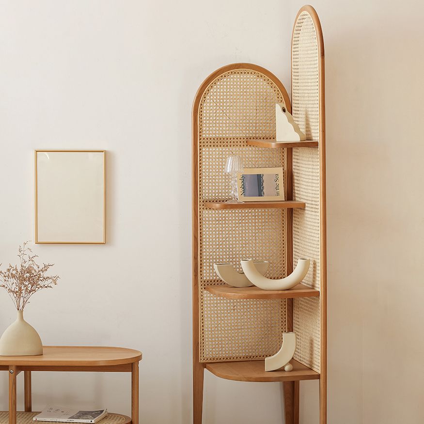 Contemporary Corner Bookshelf Wooden Closed Back Bookcase with Shelves