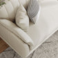 Sloped Arm Sofa with Chaise in White Sewn Pillow Back Faux Leather Sofa - 68.9" D
