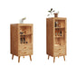 Modernist Cabinet Natural Finish Side Cabinet with Glass Paned