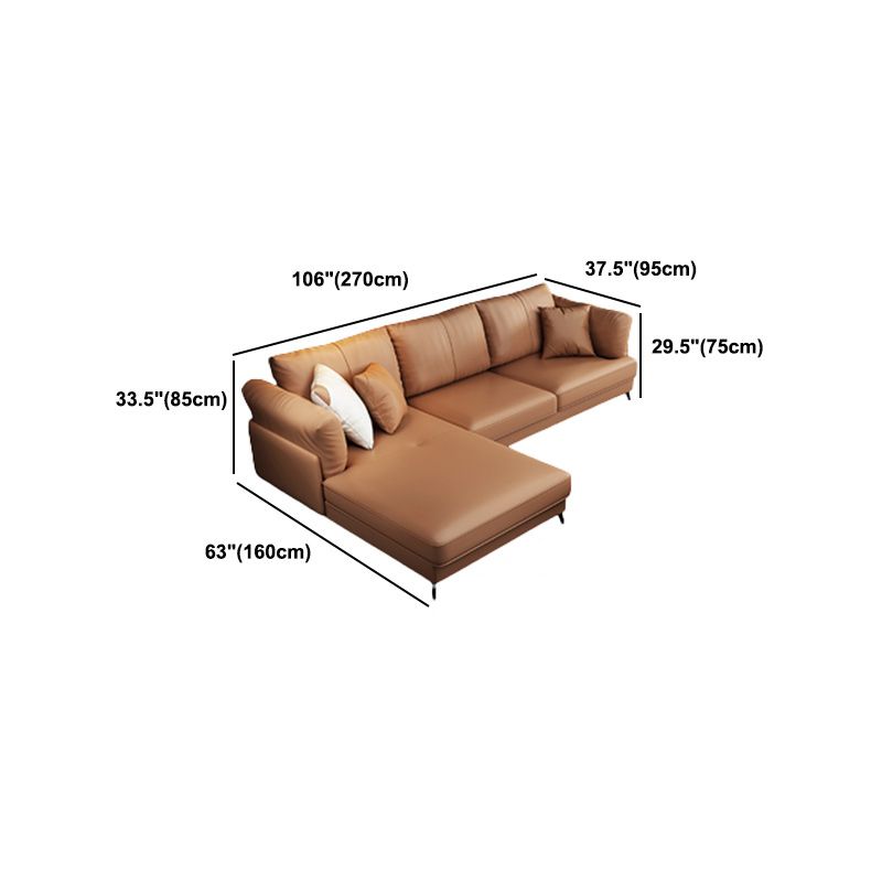 Faux Leather Sofa with Pillow Top Arm for Living Room in Orange