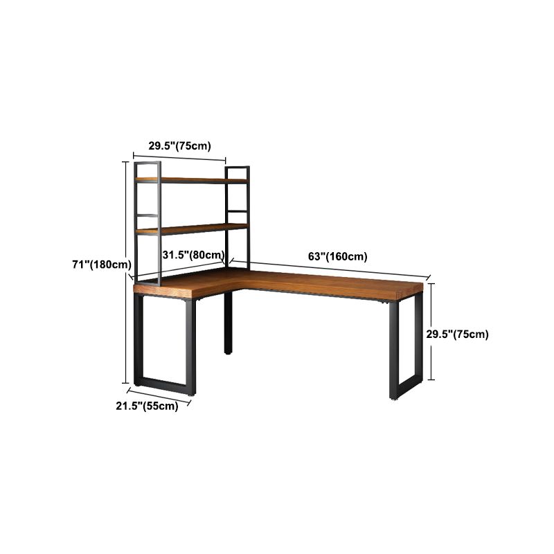 Rectangular Corner Writing Desk Solid Wood Office Desk with Iron Legs for Bedroom Clearhalo 'furn' 'furn_office_desk' 'Furniture' 'Office Desks' 'Office Furniture' 'office_desk' 1200x1200_d494b428-b9c8-4935-a99a-822f50f609e1