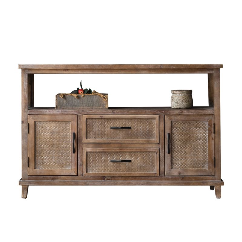 Traditional Wooden Dining Server Open Storage Sideboard for Dining Room Clearhalo 'buffet_sideboard' 'Buffets & Sideboards' 'furn' 'furn_buffet_sideboard' 'Furniture' 'Kitchen & Dining Furniture' 1200x1200_d499b632-c9d4-465d-8488-2882b7337668