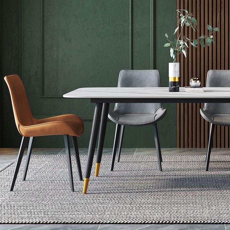 Contemporary Leather Restaurant Side Chair Solid Back Dining Chair Clearhalo ' kitchen&dining_furn' 'Dining Chairs' 'Dining Tables & Seating' 'dining_chair' 'furn' 'furn_dining_chair' 'Furniture' 'furniture_dining_chair' 'Kitchen & Dining Furniture' 'kitchen' 1200x1200_d49a4d5b-f87c-44c3-8c7e-4e2b562d6b6d