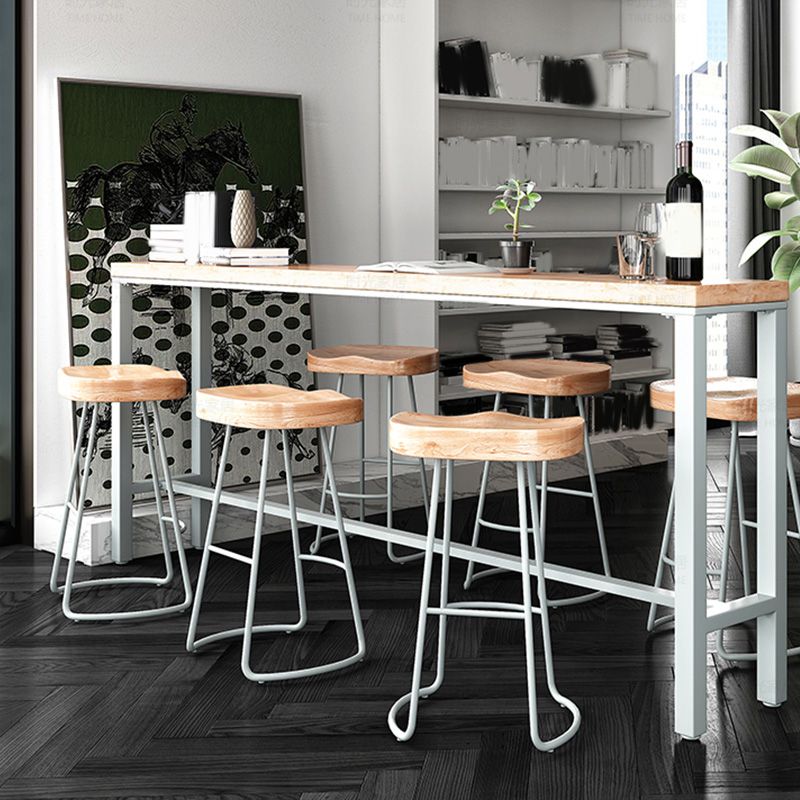 Contemporary Rectangle Bistro Bar Desk Solid Wood Trestle Base Bar Dining Table Clearhalo 'Bar Furniture' 'Bar Tables' 'bar_tables' 'furn' 'furn_bar_tables' 'Furniture' 'Kitchen & Dining Furniture' 1200x1200_d49a6d39-398e-4d97-8a6e-fe9ba49f3598