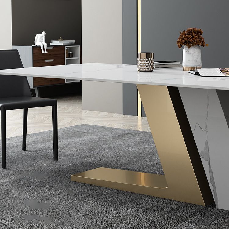 Nordic Sintered Stone Top Dining Set Rectangle 1/3/4/5/6/7 Pieces Dining Table with Chairs Clearhalo 'Dining Room Sets' 'Dining Tables & Seating' 'dining_room_set' 'furn' 'furn_dining_room_set' 'Furniture' 'furniture_dining_room_set' 'Kitchen & Dining Furniture' 1200x1200_d49b1393-f6fe-4be4-a257-b4ecbb14aaa4