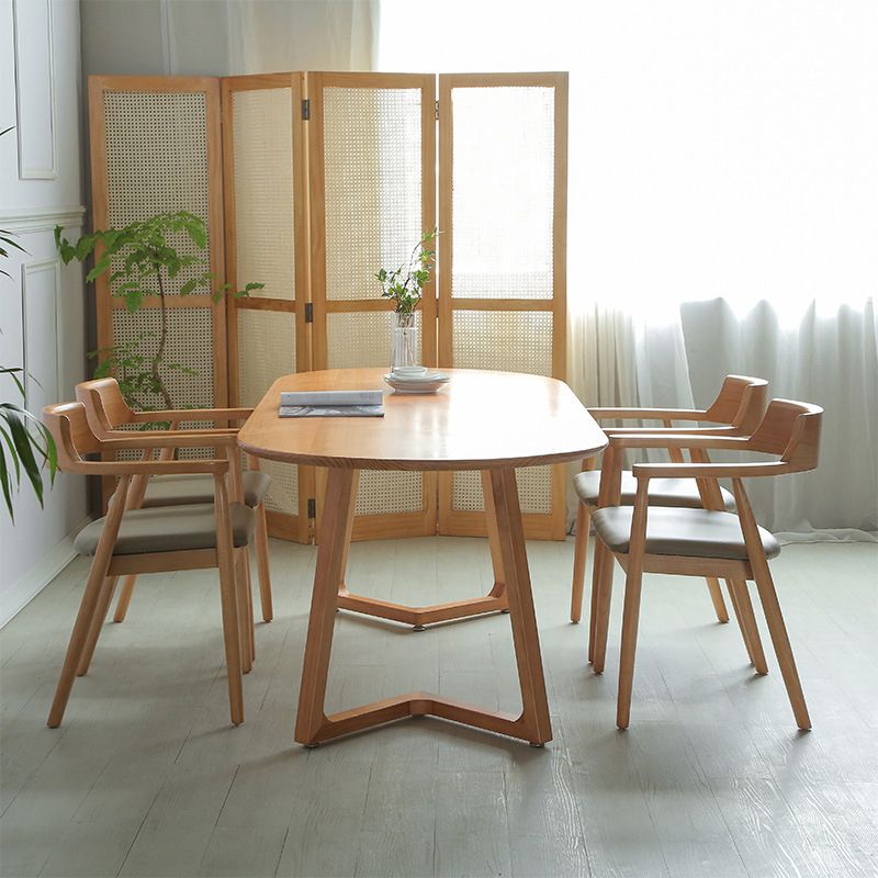 Natural Solid Wood Dining Site Table Oval Modern Double Pedestal Dining Table