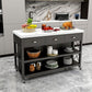 Modern Style Rolling Kitchen Cart Metal Rectangular Kitchen Island Cart with Open Storage