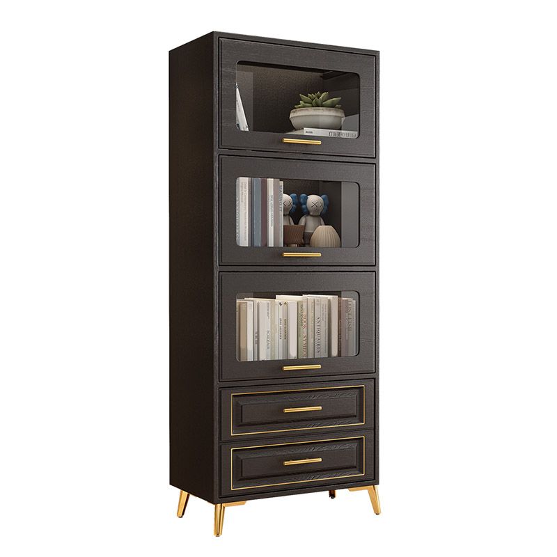 Contemporary Black Chest Glass Paned Accent Cabinet with Drawer Clearhalo 'Cabinets & Chests' 'cabinets_chests' 'furn' 'furn_cabinets_chests' 'Furniture' 'Living Room Furniture' 1200x1200_d49dea30-1fe5-44ed-ba3a-37a2b7e52c11