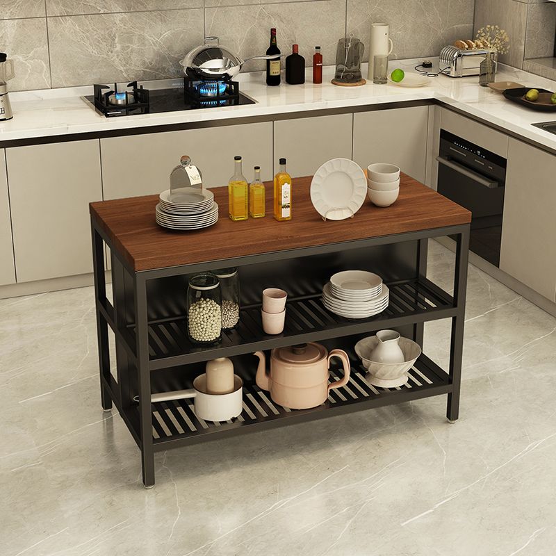 Industrial Kitchen Island Solid Wood Kitchen Island Table with Open Storage Clearhalo 'furn' 'furn_kitchen_islands_carts' 'Furniture' 'Kitchen & Dining Furniture' 'Kitchen Islands & Carts' 'kitchen_islands_carts' 1200x1200_d49ea075-4d8e-4054-943b-228b5bf7e973