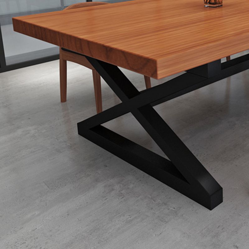 Industrieel schrijfbureau bruin massief hout rechthoekig kantoor bureau