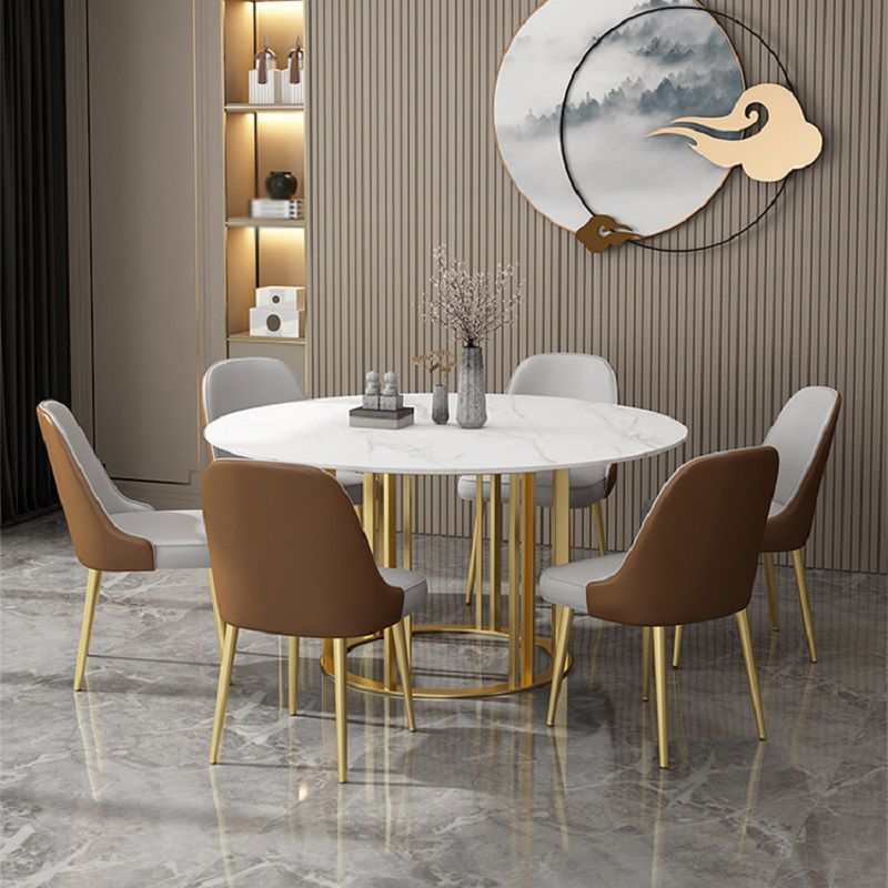 Glam 1/2/7 Pieces Dining Table Set Round Dining Table Set with Chair Clearhalo 'Dining Room Sets' 'Dining Tables & Seating' 'dining_room_set' 'furn' 'furn_dining_room_set' 'Furniture' 'furniture_dining_room_set' 'Kitchen & Dining Furniture' 'kitchen&dining_furn' 'kitchen' 1200x1200_d49f0c1e-9824-4851-bb06-6c1dbc6b5e75