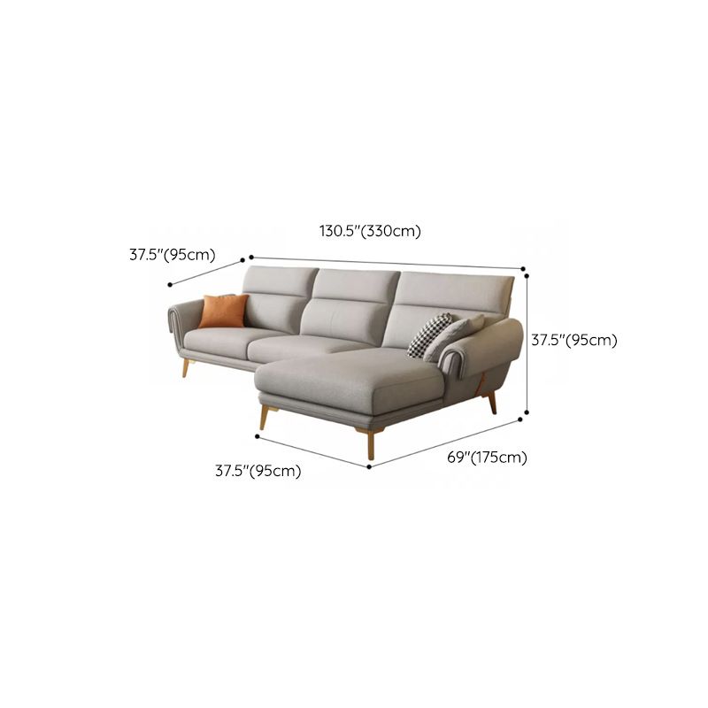 Mid Century Sofa and Chaise in Gray Flared Arm Sewn Pillow Back Sofa Clearhalo 'furn' 'furn_sectionals' 'Furniture' 'Living Room Furniture' 'Sectionals' 1200x1200_d49faabe-2d52-4629-9c2f-f389e08894a2