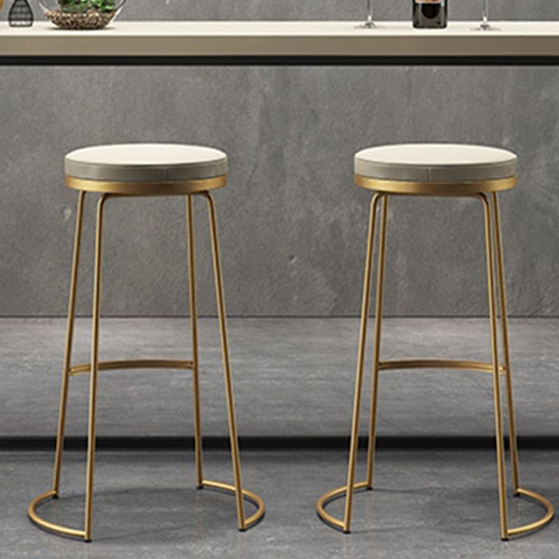 Modern Backrest Armless Counter Stool Metal Bar High Stool with Leather Cushion Clearhalo 'Bar Furniture' 'Bar Stools' 'bar_stools' 'furn' 'furn_bar_stools' 'Furniture' 'Kitchen & Dining Furniture' 1200x1200_d4a05c8a-e8d1-46b9-aca4-c92b74df094a