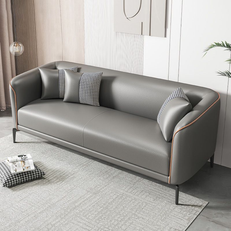 Contemporary Tuxedo Arm Sofa with Tight Back and 2 Pillows for Apartment