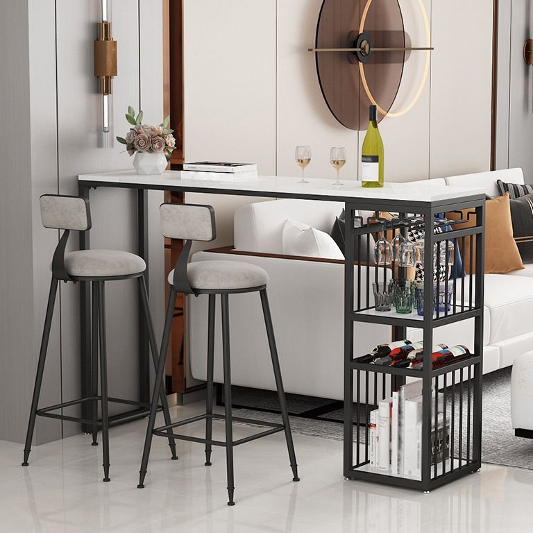 Stone Bar Table Traditional Luxury Rectangle Bar Dining Table with Sled Base Clearhalo 'Bar Furniture' 'Bar Tables' 'bar_tables' 'furn' 'furn_bar_tables' 'Furniture' 'furniture_bar_tables' 'Kitchen & Dining Furniture' 1200x1200_d4a16c5c-cb78-4db7-aaa5-06edff0fd1ec