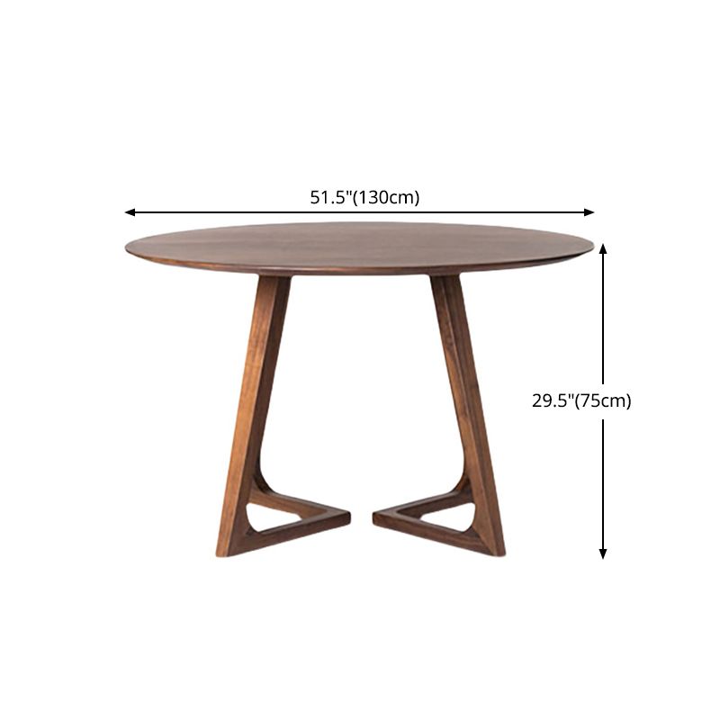 Mesa de comedor redonda de madera maciza de pino, mesa moderna con pedestal doble