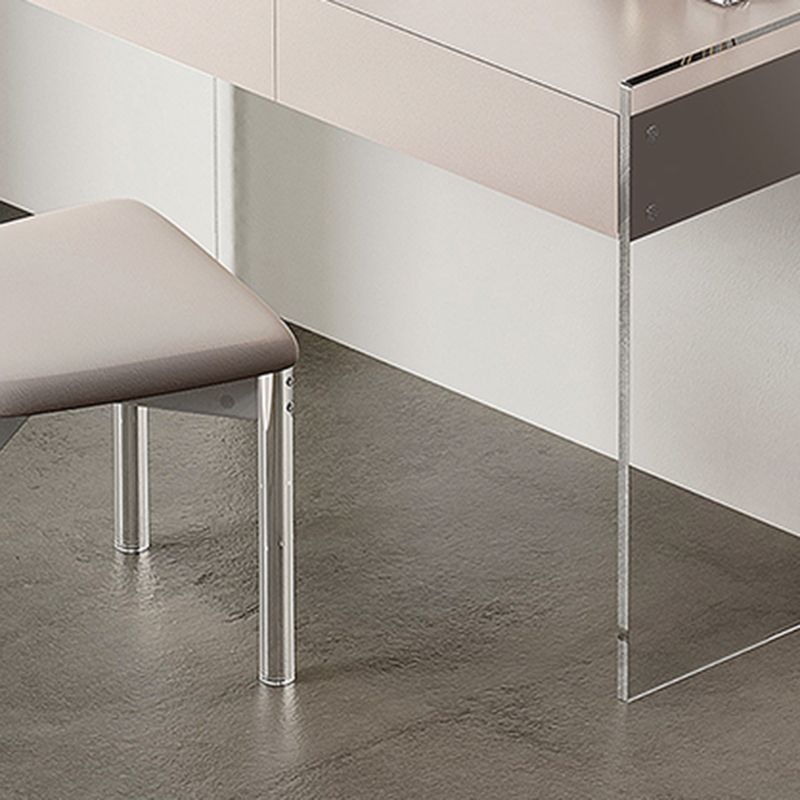 Zeitgenössische 2 Schubladen Eitelkeitstisch mit Spiegel & Stuhl Clear Clear Acryl -Waschtisch -Set