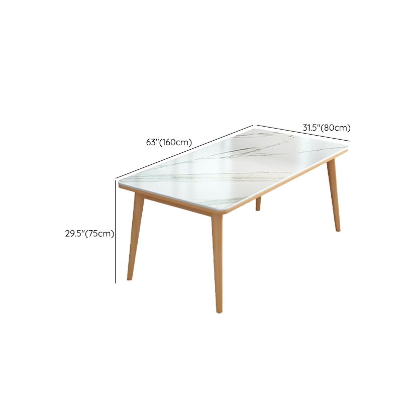 White - Natural Dining Room Table Contemporary 4 Legs Dinette Table Clearhalo 'Dining Tables & Seating' 'Dining Tables' 'dining_table' 'furn' 'furn_dining_table' 'Furniture' 'Kitchen & Dining Furniture' 1200x1200_d4a2cf06-a460-4d49-9320-6c0542223b41