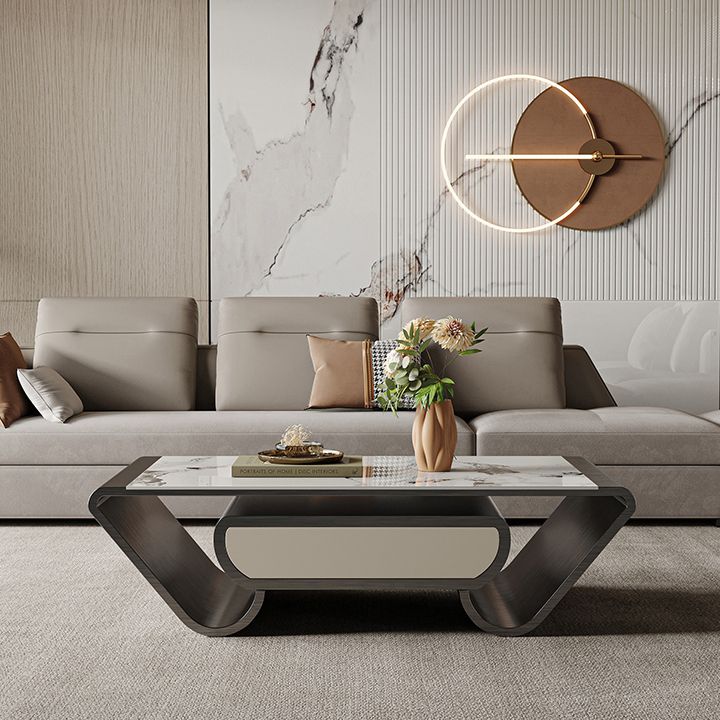 Slate abstrakter Kaffeetisch Glam Rechteckige Cocktailtisch mit Lagerschublade