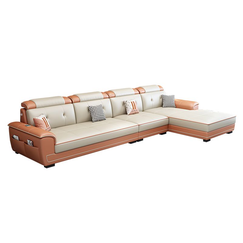 133.07" L x 70.86" W x 35.43" H Stain-Resistant Faux Leather Pillow Top Arm Sectionals Clearhalo 'furn' 'furn_sectionals' 'Furniture' 'furniture_sectionals' 'kitchen' 'kitchen_sectionals' 'Living Room Furniture' 'Sectionals' 1200x1200_d4a50640-a021-4da9-8027-03cb4155ec8a