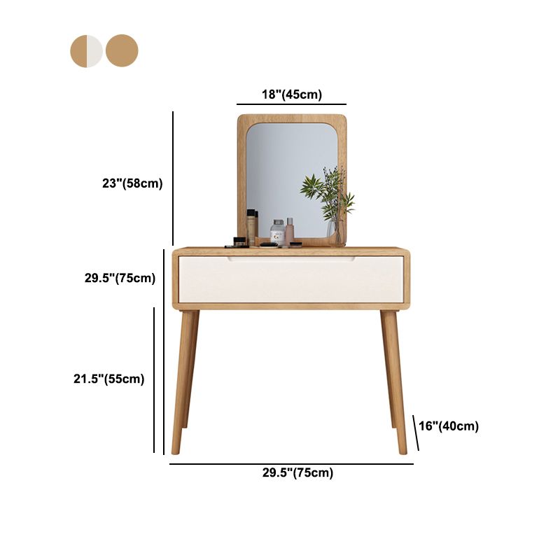 Table de bureau de vanité de maquillage scandinave en blanc et brun pour la chambre
