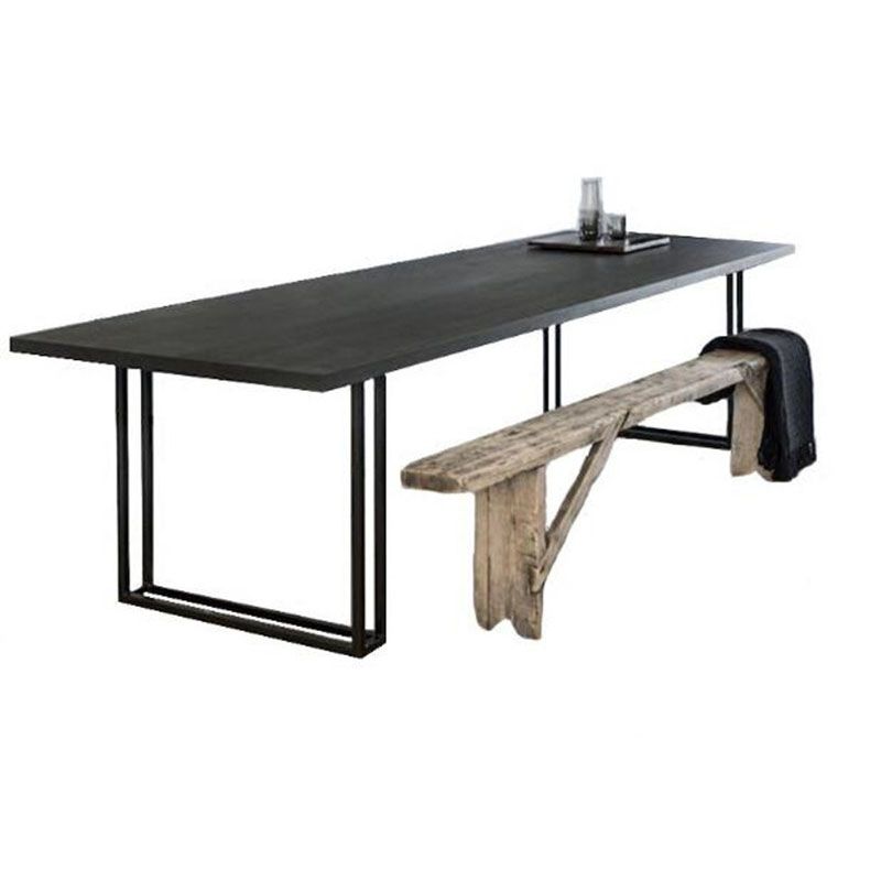 Solid Wood Top Dining Table Contemporary Dining Table with Sled Base in Black Clearhalo 'Dining Tables & Seating' 'Dining Tables' 'dining_table' 'furn' 'furn_dining_table' 'Furniture' 'furniture_dining_table' 'Kitchen & Dining Furniture' 'kitchen' 'kitchen_dining_table' 1200x1200_d4a5e0ea-a761-467c-9a22-14841d80d32d