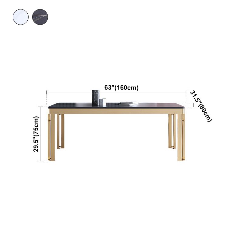 Traditional Luxury Dining Table Rectangle Sintered Stone 4 Legs Table with Gold Frame Clearhalo ' dining_table' 'Dining Tables & Seating' 'Dining Tables' 'furn' 'furn_dining_table' 'Furniture' 'furniture_dining_table' 'Kitchen & Dining Furniture' 'kitchen&dining_furn' 'kitchen' 'kitchen_dining_table' 1200x1200_d4a67cc0-e309-481c-8098-edbcf0da23cc