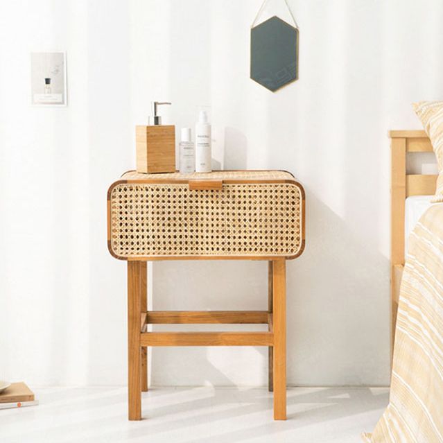 Tavolo da notte rattan moderno comodino minimalista con gambe