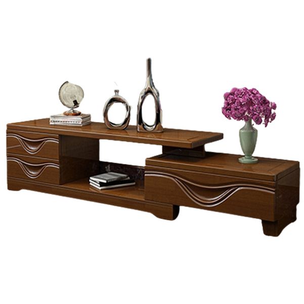 Traditionele tv -media staan ​​met laden Rubberwood Media Console