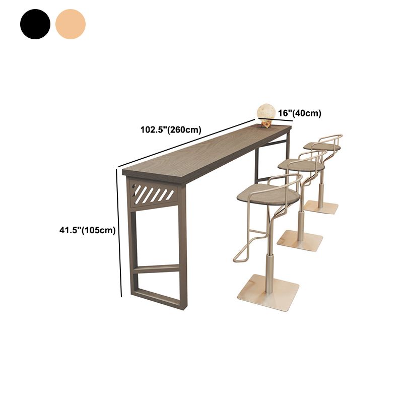Table bistrot de bistrot en bois massif rectangle Table de pub industriel avec base en métal