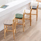 Modern Armless Backrest Counter Stool Oak Wood Cafe Bar Stool with Cushion and Pedal