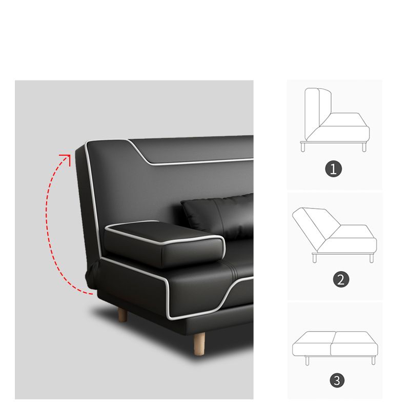 コンテンポラリースタイル33.46 "背の高いソファベッドフェイクレザーコンバーチブルソファ