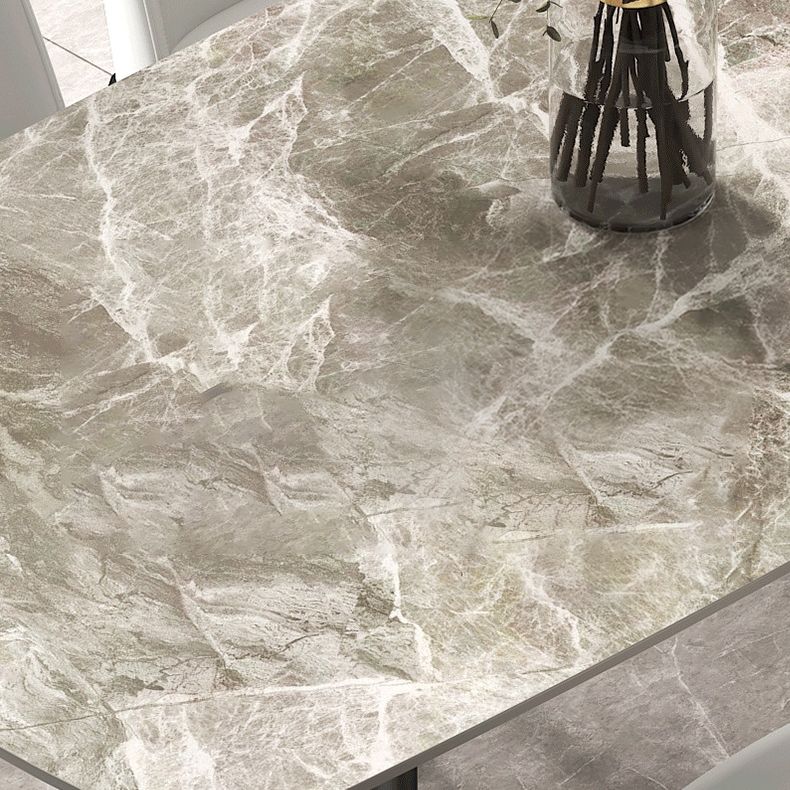 Contemporary Sintered Stone Dining Table Gray Rectangle Dining Table for Kitchen Clearhalo ' dining_table' 'Dining Tables & Seating' 'Dining Tables' 'furn' 'furn_dining_table' 'Furniture' 'furniture_dining_table' 'Kitchen & Dining Furniture' 'kitchen&dining_furn' 'kitchen' 'kitchen_dining_table' 1200x1200_d4a8b3b8-2603-4c35-916b-f4fc6862f783