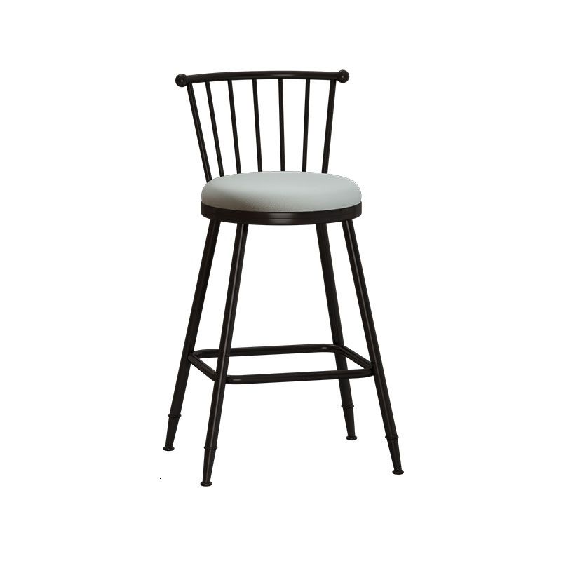 Industrial Armless Backrest Counter Stool Steel Bar Stool with Leather Cushion Clearhalo 'Bar Furniture' 'Bar Stools' 'bar_stools' 'furn' 'furn_bar_stools' 'Furniture' 'furniture_bar_stools' 'Kitchen & Dining Furniture' 1200x1200_d4a8ef66-7014-4cb3-a24a-b8ca7f8c71a0