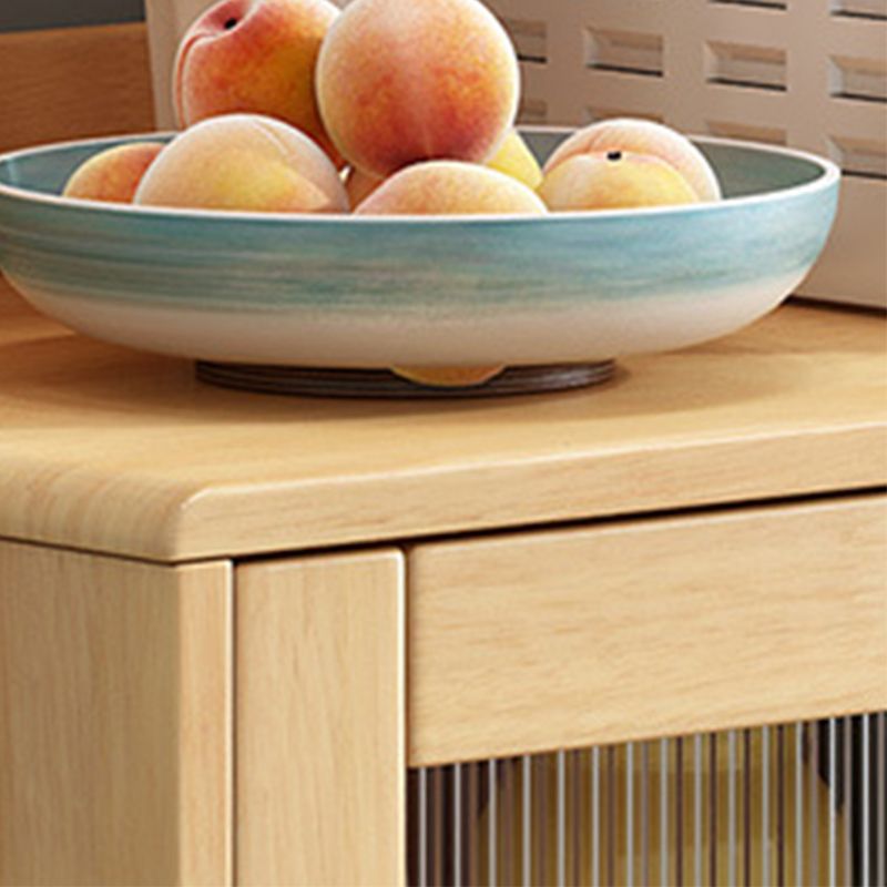 Rubberwood vaste houten server met glazen deuren voor eetkamer