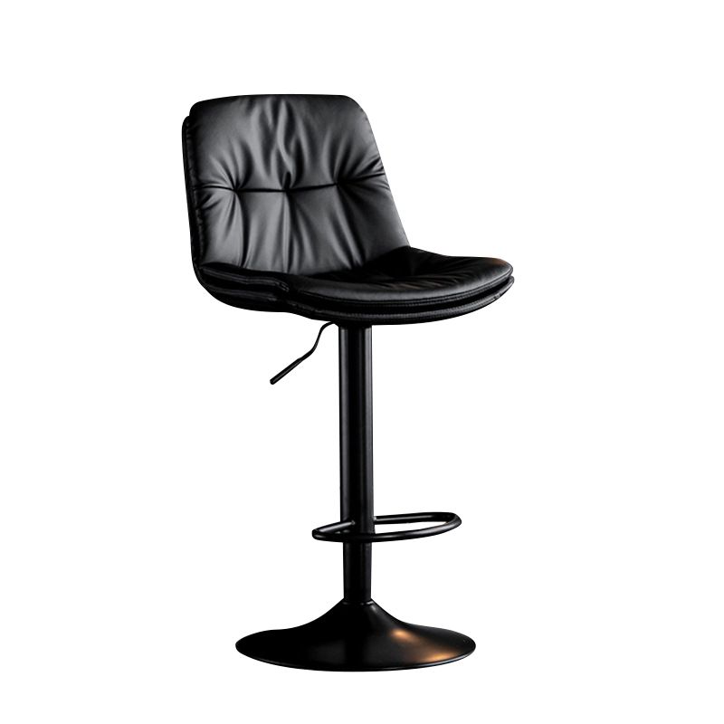 Modern Metal Barstool Faux Leather Footrest Stool Adjustable Height in Matte Finish Clearhalo 'Bar Furniture' 'Bar Stools' 'bar_stools' 'furn' 'furn_bar_stools' 'Furniture' 'Kitchen & Dining Furniture' 1200x1200_d4abbf9d-fea9-4702-bf18-cc1c21f93b17