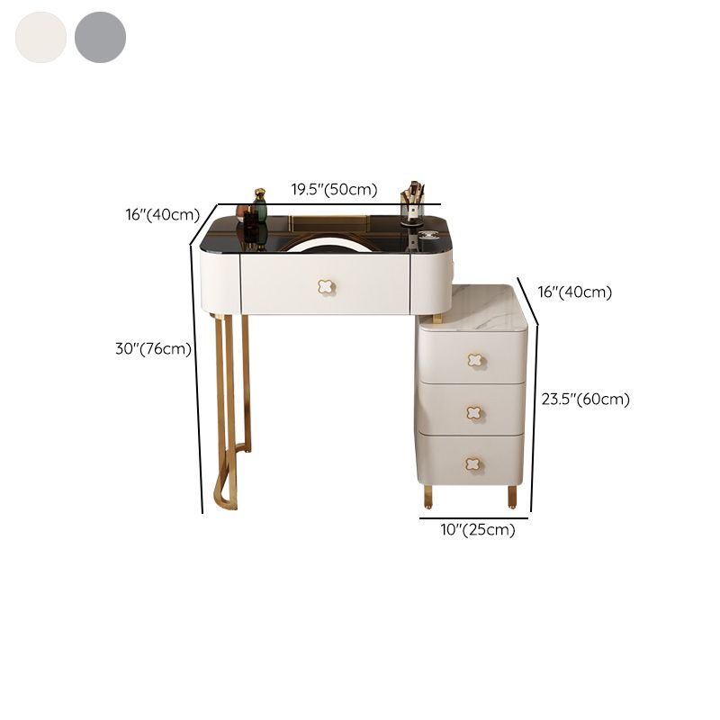 15 "幅のグラムバニティテーブルガラスブラックメイクアップバニティドロワー