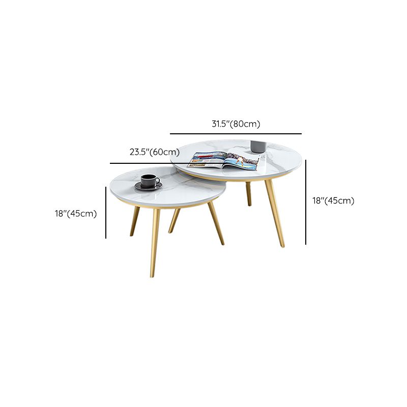 Frame Glam Cocktail Table Stone Round Nesting Coffee Table Set Clearhalo 'Coffee & Accent Tables' 'Coffee Tables' 'coffee_tables' 'furn' 'furn_coffee_tables' 'Furniture' 'Living Room Furniture' 1200x1200_d4af9db2-67a8-45a8-ae2b-03a96bbfc0fb