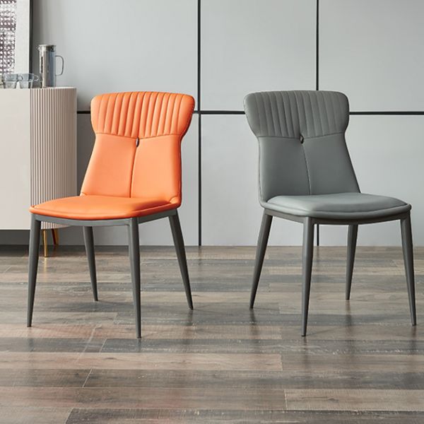 Modern Simple Side Chair Faux Leather Kitchen Dining Chair with Metal Base