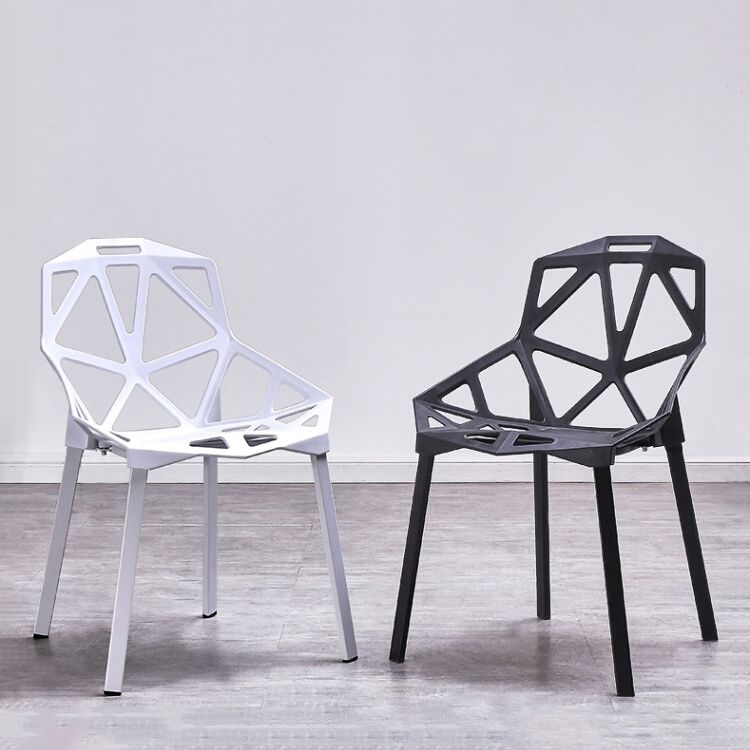 Contemporary Kitchen Plastic Armless Dining chair Cross Back Side Chair for Home Use Clearhalo ' kitchen&dining_furn' 'Dining Chairs' 'Dining Tables & Seating' 'dining_chair' 'furn' 'furn_dining_chair' 'Furniture' 'furniture_dining_chair' 'Kitchen & Dining Furniture' 'kitchen' 1200x1200_d4b3871b-45f3-45d8-9332-2696d6d63bd2