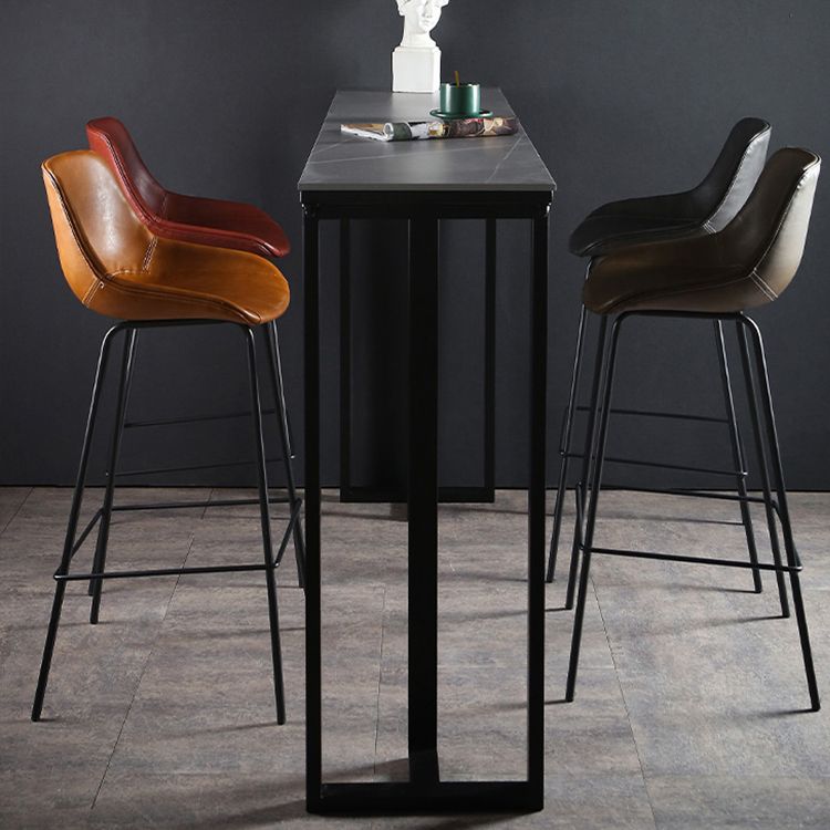 Industrial Style PU Leather Stools Square Low Back with Metal Legs for Bristol