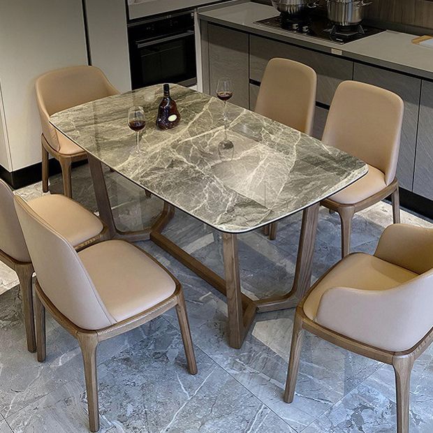 Stone Top Dining Table Rectangle Wood Table with Trestle Base Clearhalo ' dining_table' 'Dining Tables & Seating' 'Dining Tables' 'furn' 'furn_dining_table' 'Furniture' 'furniture_dining_table' 'Kitchen & Dining Furniture' 'kitchen&dining_furn' 'kitchen' 'kitchen_dining_table' 1200x1200_d4bb2522-0c48-4606-a064-eaa0058362c9