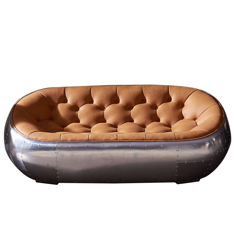 Contemporary Seating Orange Leather Tufted Living Room Settee Clearhalo 'furn' 'furn_sofas' 'Furniture' 'Living Room Furniture' 'Sofa' 'sofas' 1200x1200_d4bb4319-d35f-4d95-a7df-cbe62e8da251