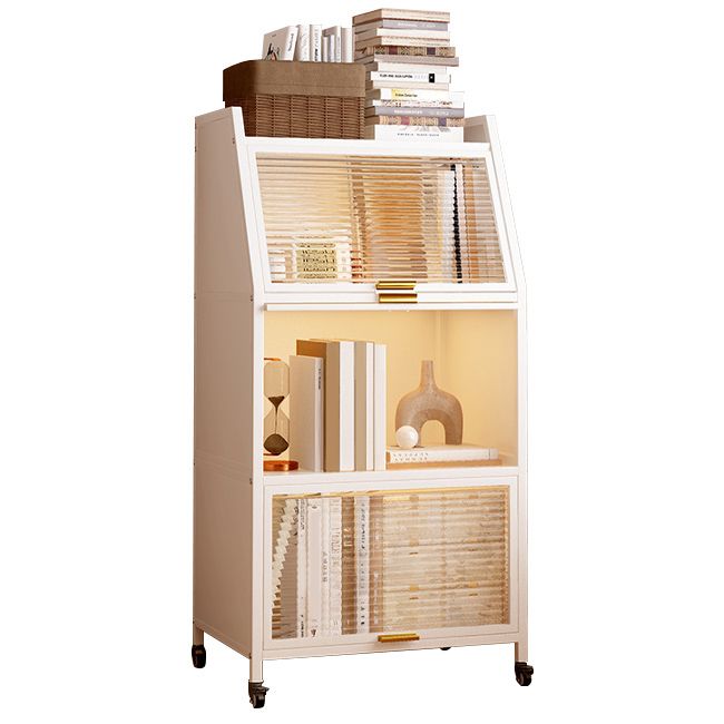 Modern Style Bookshelf Metal Closed Back Bookcase with Door for Home Office Clearhalo 'Bookcases' 'furn' 'furn_bookcases' 'Furniture' 'Office Furniture' 1200x1200_d4bbc75f-d8b2-44c0-8da6-fcafe1bf73cf
