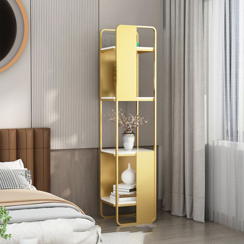 Modern Metal Shelf Bookcase Open Back Bookshelf for Living Room