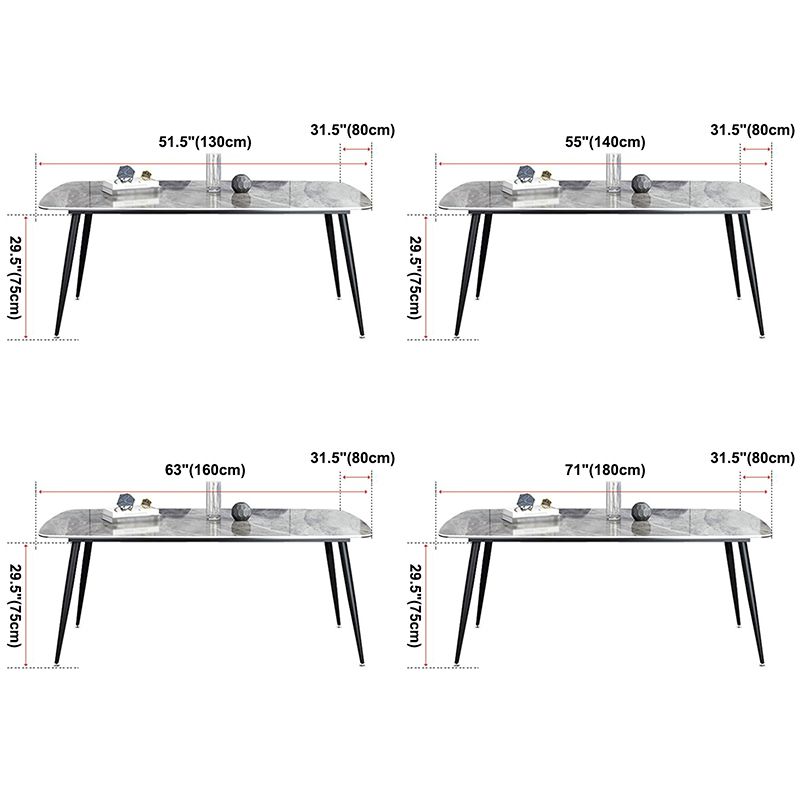 Modern Sintered Stone Table with 4 Legs Rectangle Table Dining Table with Metal Base Clearhalo ' dining_table' 'Dining Tables & Seating' 'Dining Tables' 'Furniture' 'furniture_dining_table' 'Kitchen & Dining Furniture' 'kitchen&dining_furn' 'kitchen' 'kitchen_dining_table' 1200x1200_d4c331cd-364d-457c-b847-5febc8dc5560
